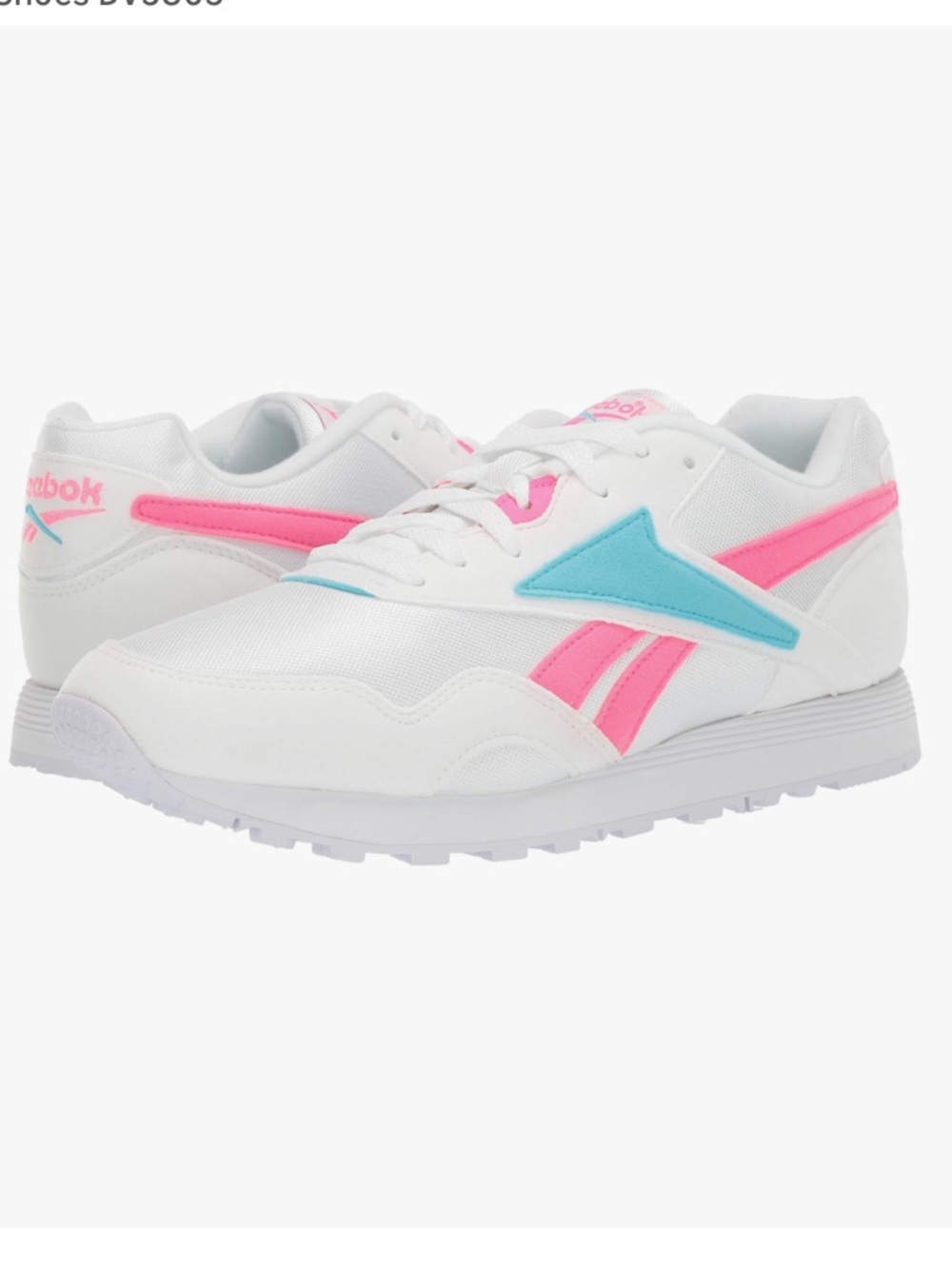 Reebok Rapide MU sneaker in White/Solar Pink/Neon Blue